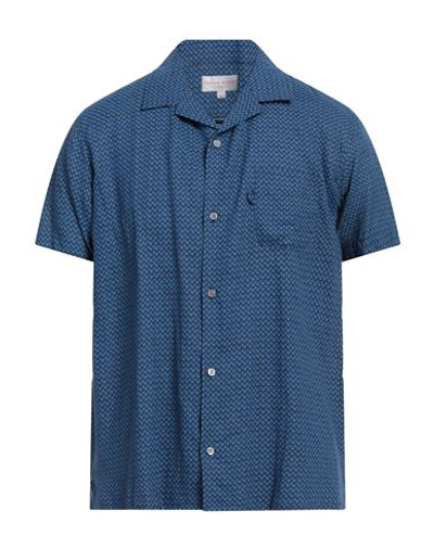 Derek Rose Man Shirt Navy Blue Size Xxl Linen