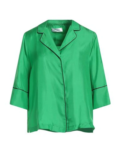 The Nina Studio Woman Shirt Green Size 8 Silk