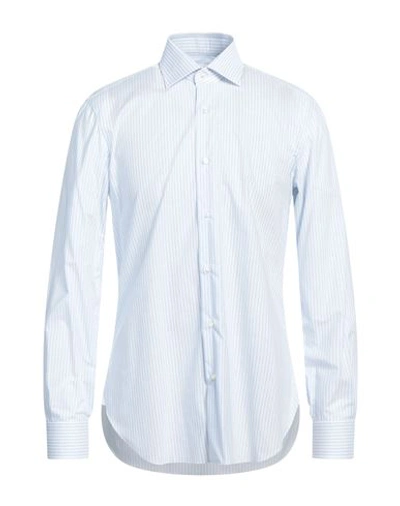 Barba Napoli Man Shirt Azure Size 15 ¾ Cotton, Linen In Blue