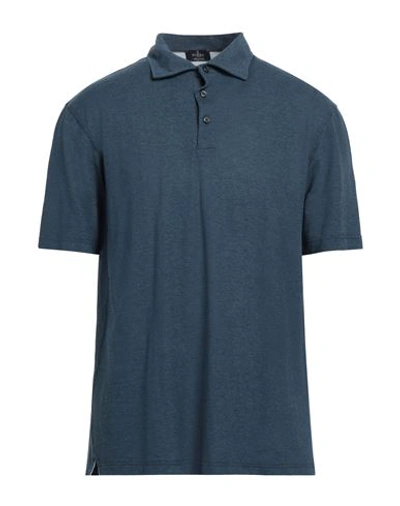 Barba Napoli Man Polo Shirt Blue Size 44 Cotton In Blue