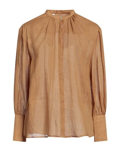 Barba Napoli Woman Shirt Camel Size 8 Rayon In Beige