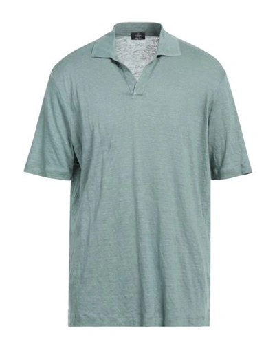 Barba Napoli Man Polo Shirt Sage Green Size 46 Linen