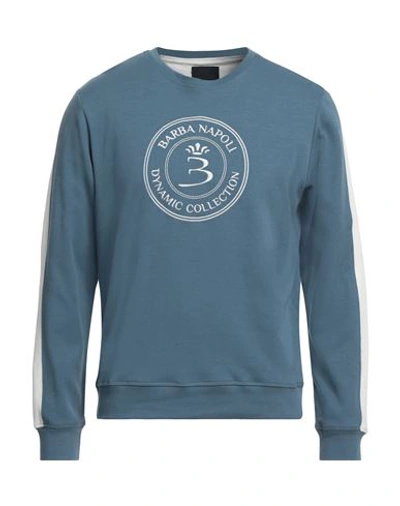 Barba Napoli Man Sweatshirt Slate Blue Size 44 Cotton, Polyamide