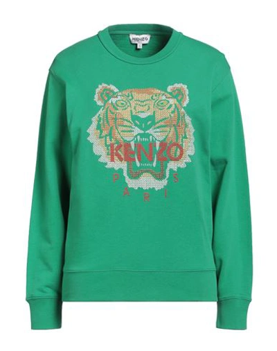 Kenzo Woman Sweatshirt Emerald Green Size Xl Cotton, Elastane