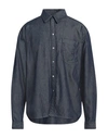 TRUSSARDI TRUSSARDI MAN DENIM SHIRT BLUE SIZE L COTTON, LYOCELL, ELASTANE