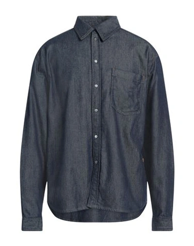 Trussardi Man Denim Shirt Blue Size L Cotton, Lyocell, Elastane