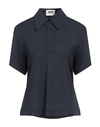 Maison Rabih Kayrouz Woman Polo Shirt Midnight Blue Size 6 Viscose, Elastane