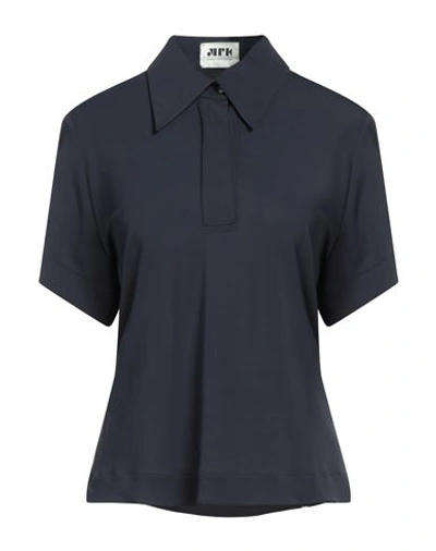 Maison Rabih Kayrouz Woman Polo Shirt Midnight Blue Size 6 Viscose, Elastane