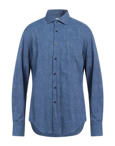 Xacus Man Shirt Blue Size 18 ½ Polyamide, Elastane In Blue