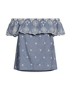 Max & Co . Woman Top Slate Blue Size 10 Cotton, Linen, Polyester In Blue