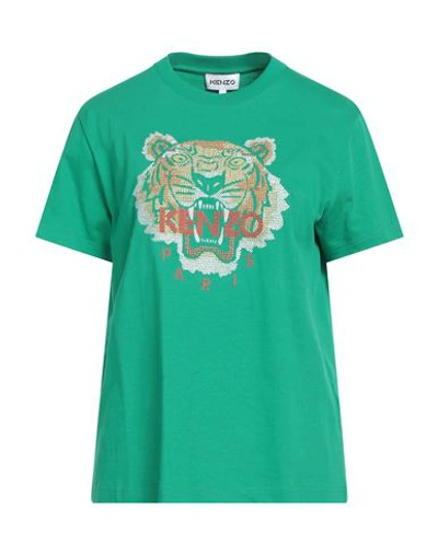 Kenzo Woman T-shirt Green Size M Cotton, Polyester