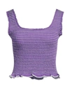 Sandro Woman Top Purple Size 4 Viscose, Elastane In Purple