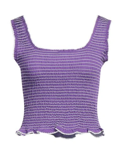 Sandro Woman Top Purple Size 4 Viscose, Elastane