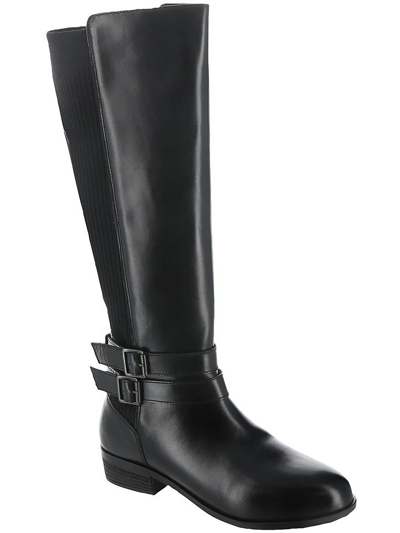 Array Bonnie Womens Leather Stacked Heel Knee-high Boots In Black