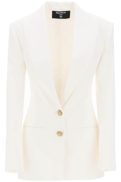 Balmain Fitted Single-breasted Blazer In White