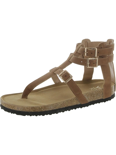 Yoki Gian Womens Faux-leather Ankle Gladiator Sandals In Brown