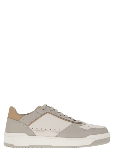 Brunello Cucinelli Calfskin Basket Sneakers In Gray
