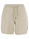 Brunello Cucinelli Women's Cotton Knit Shorts With Sequins