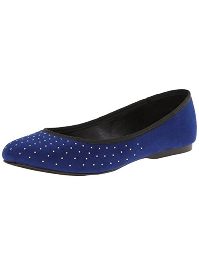 Wild Pair Morton Womens Faux Suede Studded Flats In Blue
