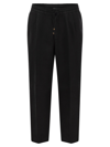 Brunello Cucinelli Leisure Fit Trousers In Garment-dyed Linen Gabardine With Drawstring And Double Darts In Black