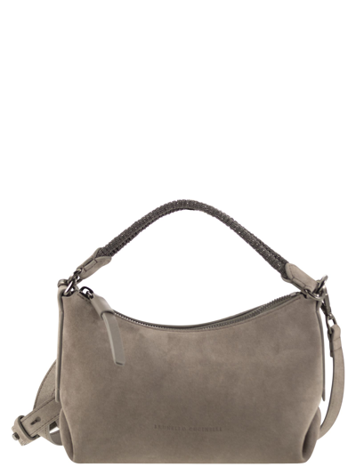 Brunello Cucinelli Suede And Jewellery Bag In Grey