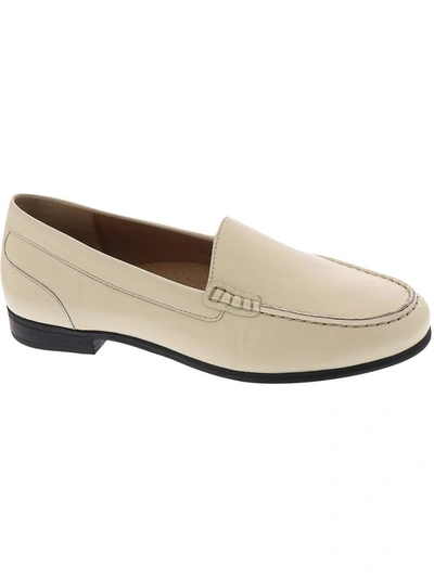 Array Katie Womens Leather Block Heel Loafers In White