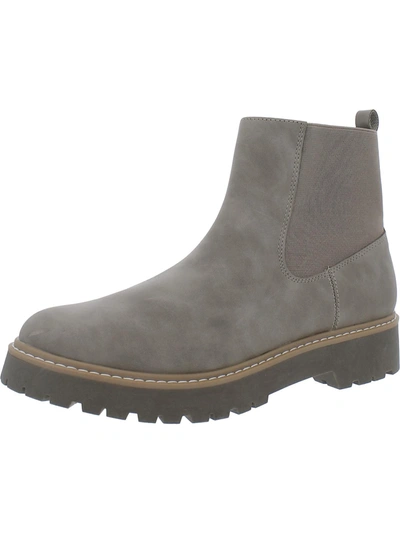 Dolce Vita Lobera Womens Faux Leather Ankle Chelsea Boots In Grey