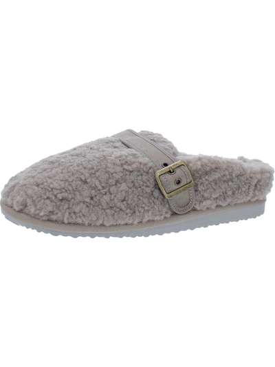 Array Clio Slip Womens Faux Fur Comfort Slide Slippers In Grey