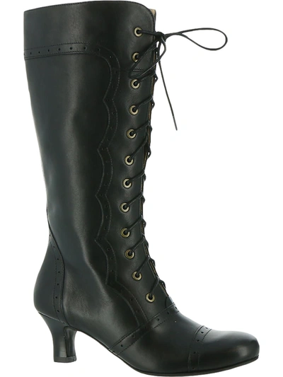 Array Vintage Womens Leather Tall Knee-high Boots In Black