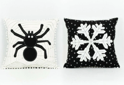 Adams & Co. Reversible Pillow In Spider/snowflake In Multi