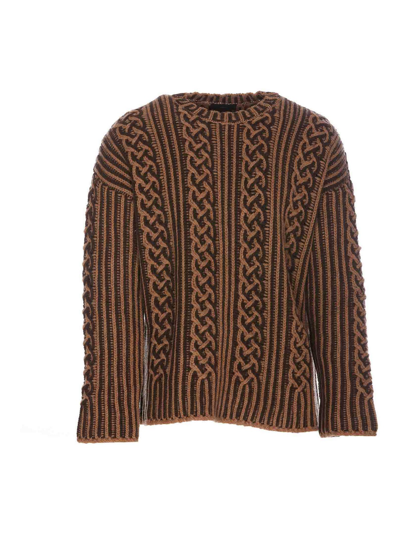 Alanui Riding The Waves Cable-knit Jumper In Brown
