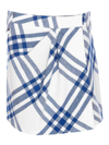 Burberry Pleat Detail Check Wool Mini Skirt In Azul