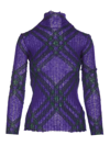 Burberry Check Pattern Long Sleeve Sweater In Purple