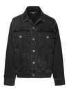 Balmain Logo-tape Denim Jacket In Negro
