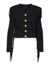 Balmain 5-button Fringed Cardigan In Black