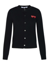 Comme Des Garçons Play Black Double Heart Patch Cardigan In Black