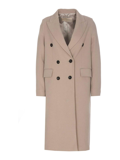 Circolo 1901 Double-breasted Peaked Coat In Beige