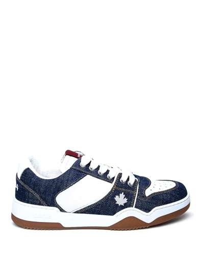 Dsquared2 Leather Trainers In Azul