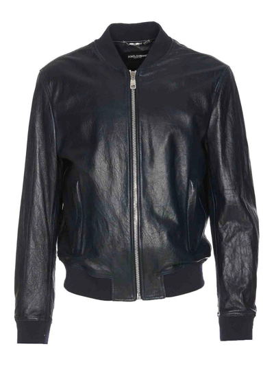 Dolce & Gabbana Leather Jacket In Negro