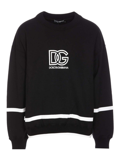 Dolce & Gabbana Dg Logo Printed Crewneck Sweatshirt In Negro