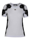 Dolce & Gabbana Dolce&gabbana Lace Detail Cotton Blend T-shirt In Blanco