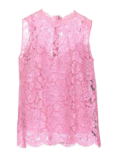 Dolce & Gabbana Cordonetto Lace Top In Pink