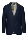 Etro Cotton Blazer Buttoned Cuffs In Dark Blue