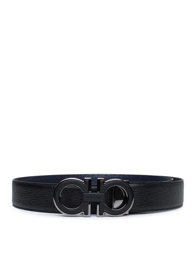 Ferragamo Blue Reversible Belt In Negro