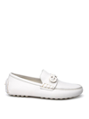 Ferragamo Stylish Round Toe Leather Loafers In Cream