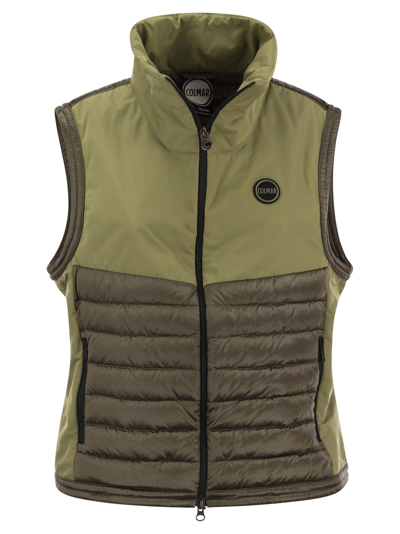 Colmar Recycled Fabric Colourblock Waistcoat In Olive Green