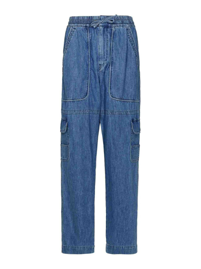 Isabel Marant Drawstring Straight Leg Cargo Trousers In Blue