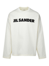Jil Sander Men White Crewneck Sweatshirt With Contrasting Logo Print At The Front In Cotton Man In Cream