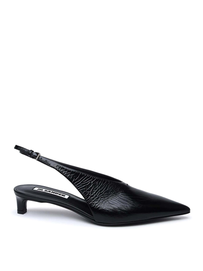 Jil Sander Calfskin Slingback Ballerina Pumps In Black