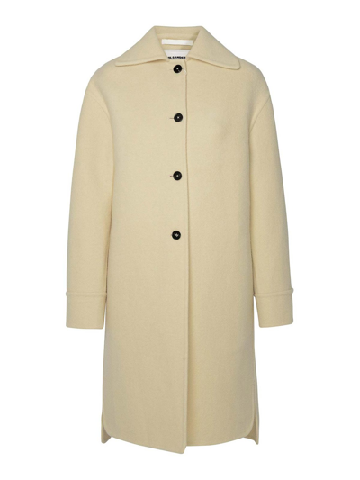 Jil Sander Cream Wool Coat In Neutrals